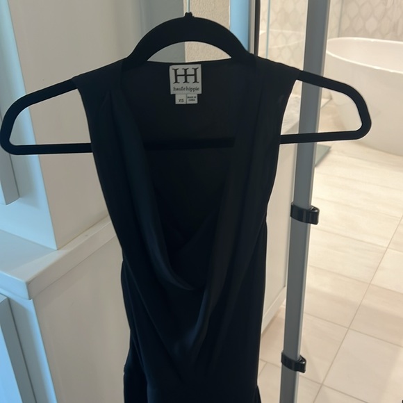 Haute hippie silk mini black dress. - Picture 2 of 3